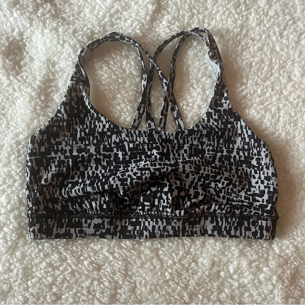Sz. 10 LuluLemon Black/Grey Patterned Sports Bra Like New